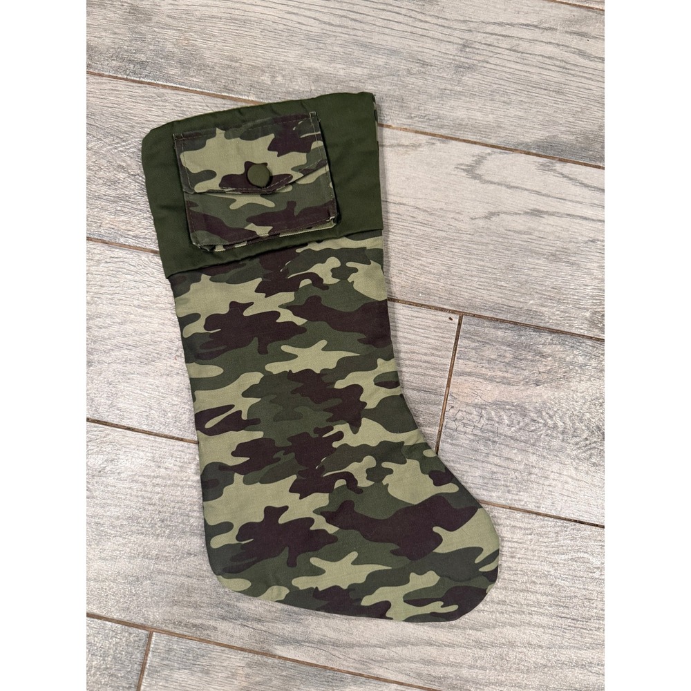 Camouflage Christmas Stocking Pocket Decor Hunting Holiday Decor Military NWOT